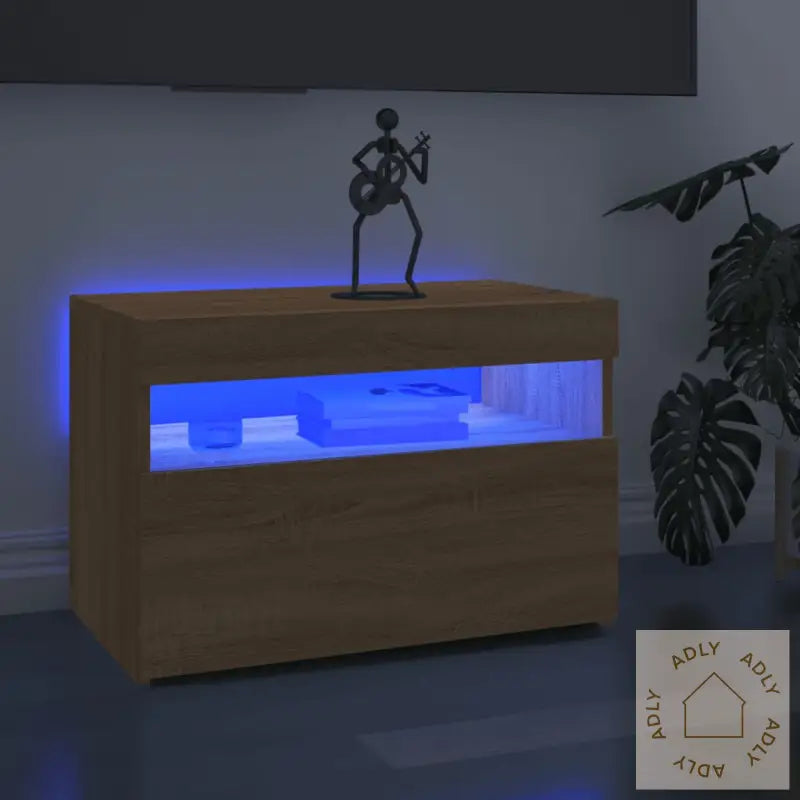 Tv-Benk Med Led-Lys Sonoma Eik 60X35X40 Cm