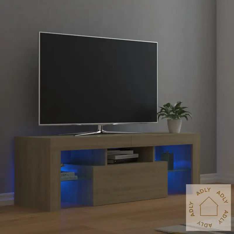 Tv-Benk Med Led-Lys Sonoma Eik 120X35X40 Cm