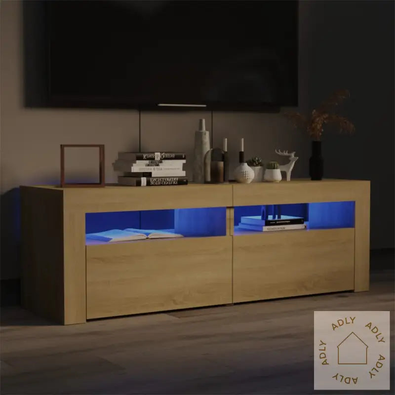 Tv-Benk Med Led-Lys Sonoma Eik 120X35X40 Cm