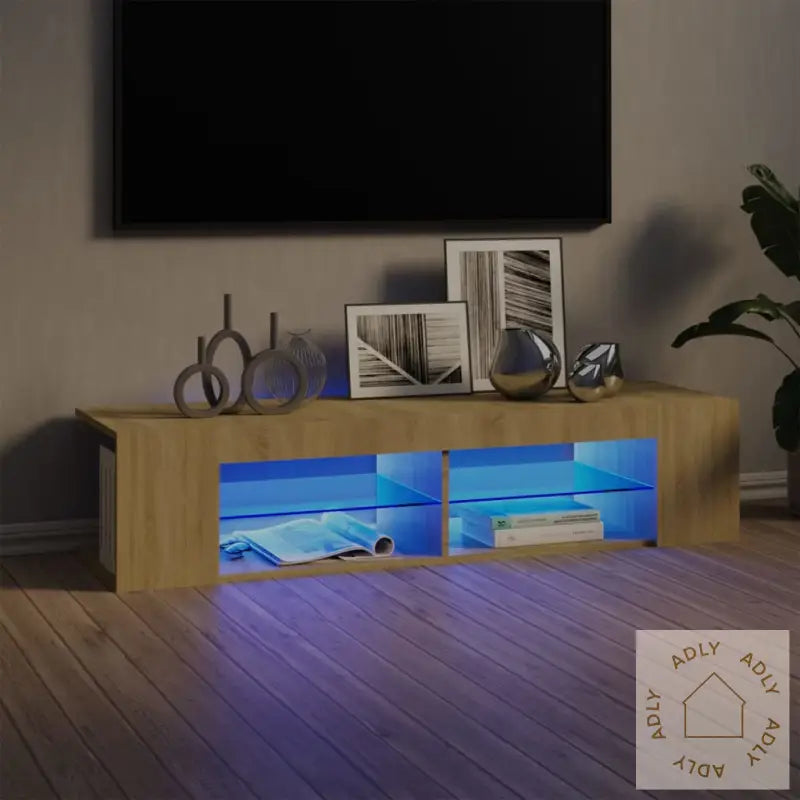 Tv-Benk Med Led-Lys Sonoma Eik 135X39X30 Cm