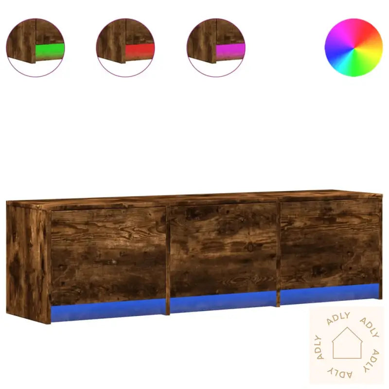 Tv-Benk Med Led Røkt Eik 140X34X40 Cm Konstruert Tre