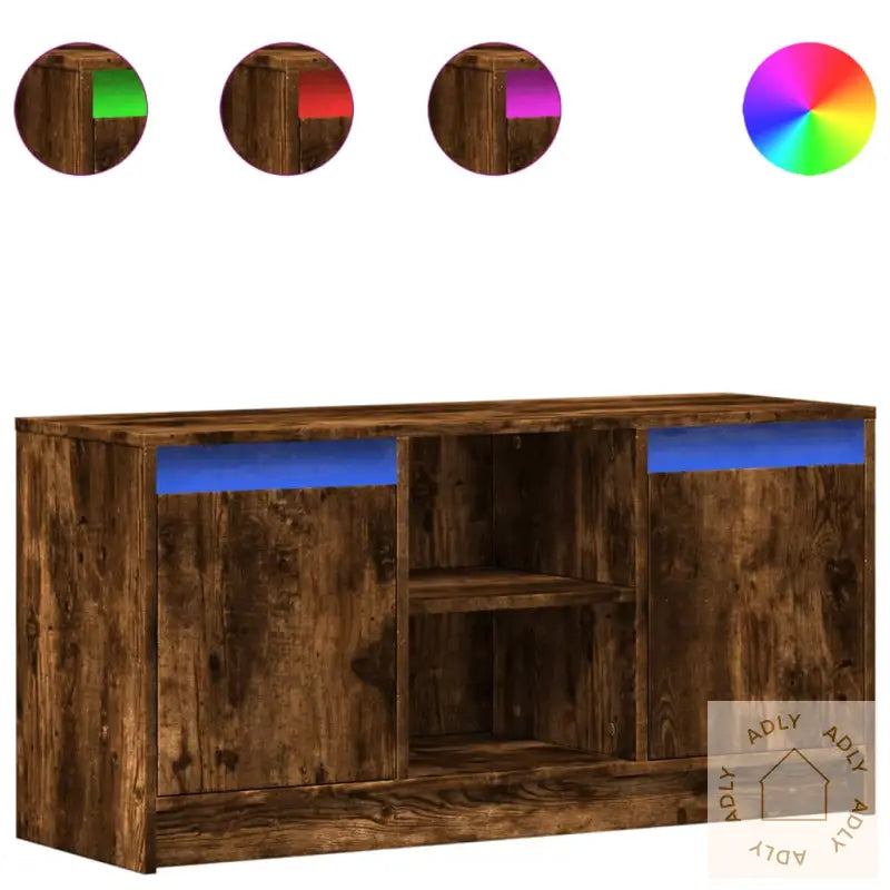 Tv-Benk Med Led Røkt Eik 100X34X50 Cm Konstruert Tre