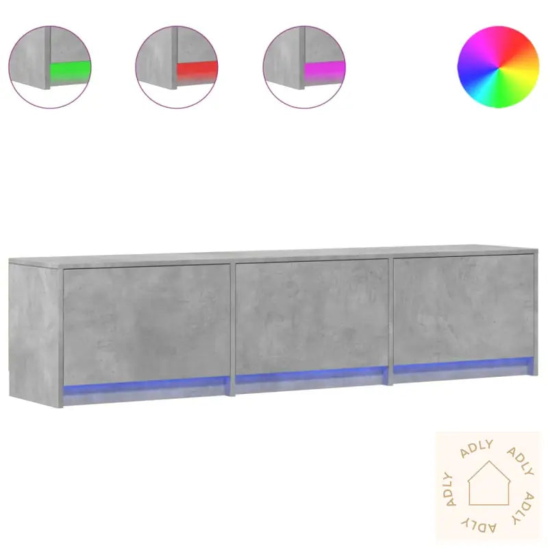 Tv-Benk Med Led Betonggrå 165X34X40 Cm Konstruert Tre