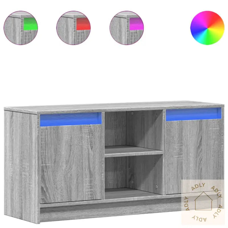 Tv-Benk Med Led Grå Sonoma 100X34X50 Cm Konstruert Tre