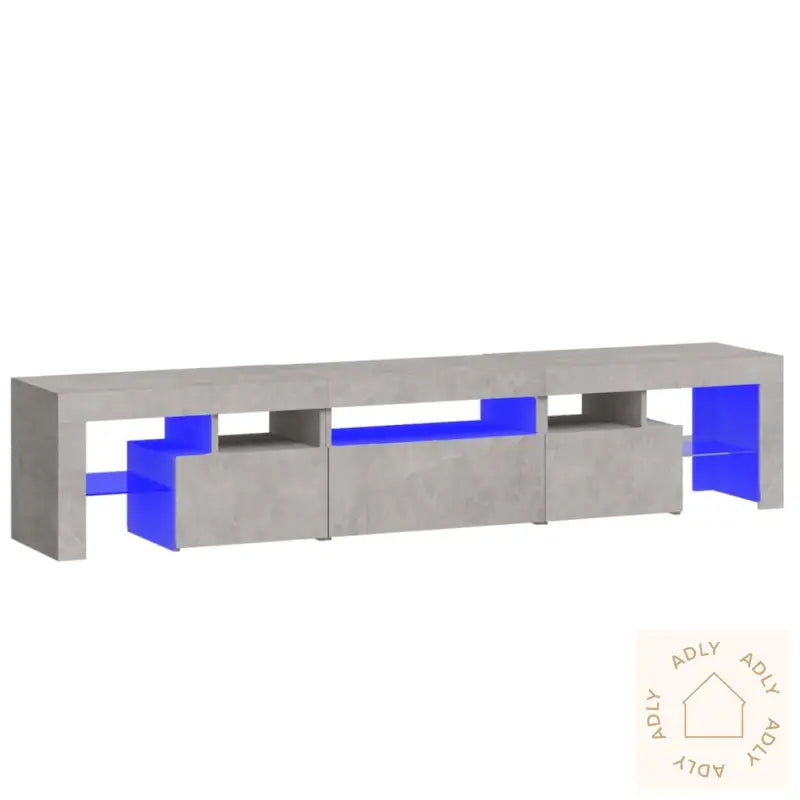 Tv-Benk Med Led-Lys Betonggrå 200 X 36,5 X 40 Cm