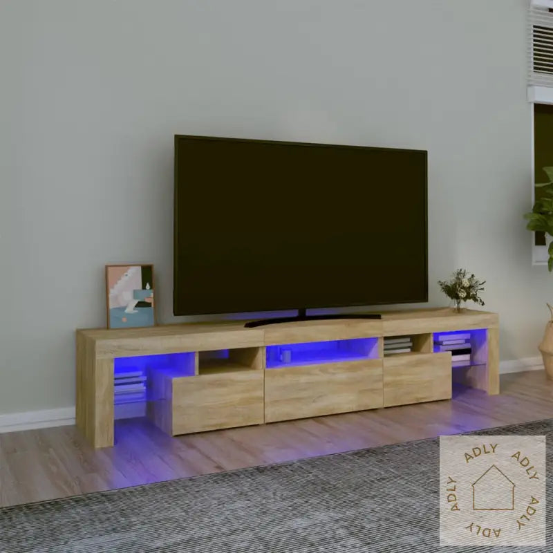 Tv-Benk Med Led-Lys Sonoma Eik200 X 36,5 X 40 Cm