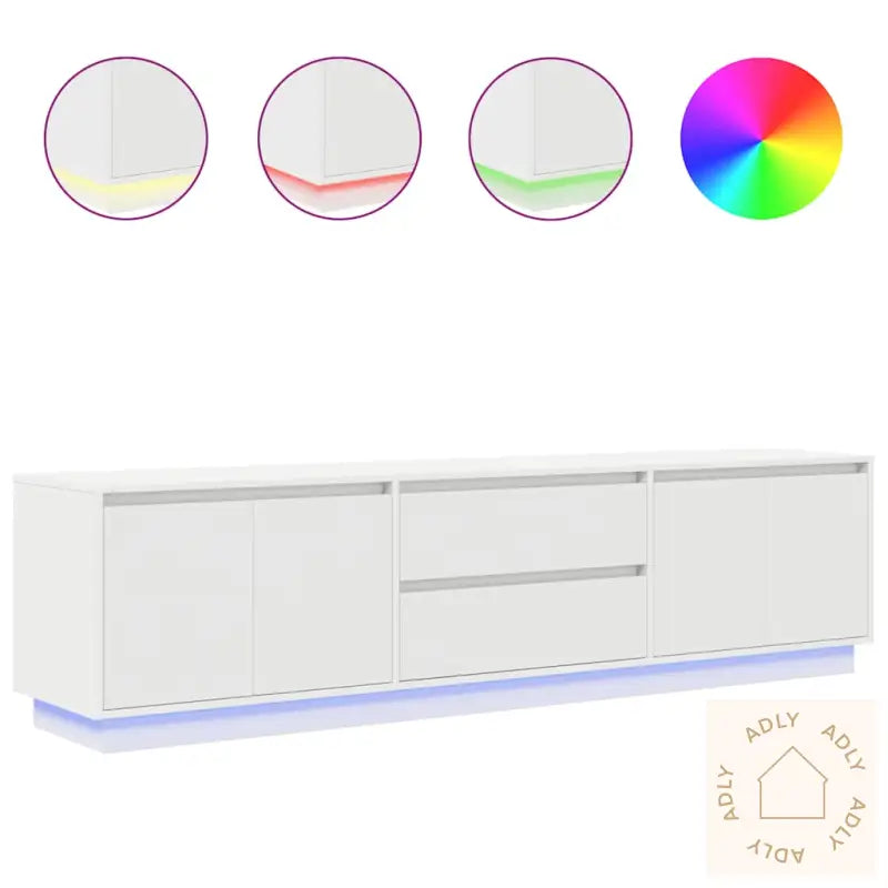 Tv-Benk Med Led-Lys Hvit 160,5X41X50 Cm