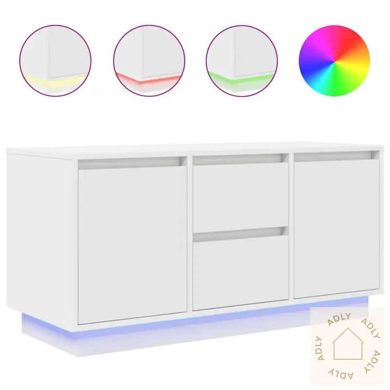 Tv-Benk Med Led-Lys Hvit 100X41X50 Cm