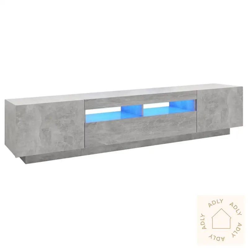 Tv-Benk Med Led-Lys Betonggrå 200X35X40 Cm