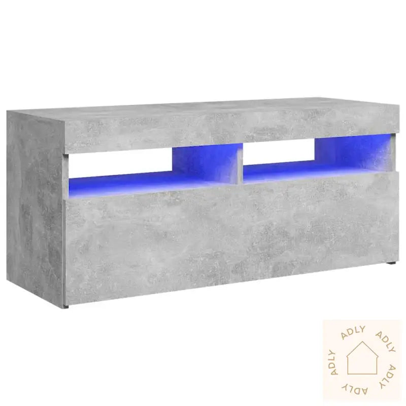 Tv-Benk Med Led-Lys Betonggrå 90X35X40 Cm