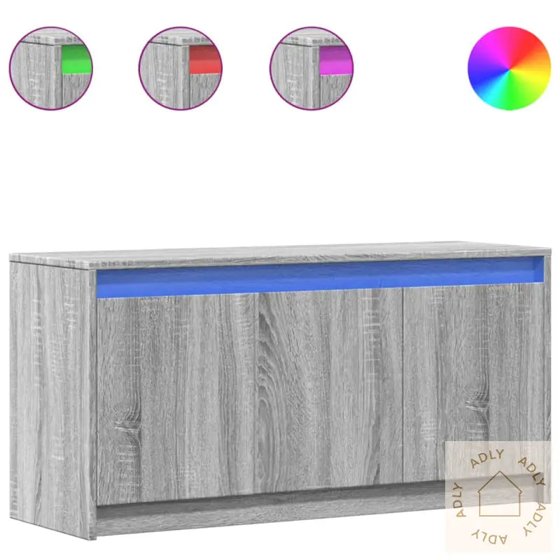 Tv-Benk Med Led Grå Sonoma 100X34X50 Cm Konstruert Tre