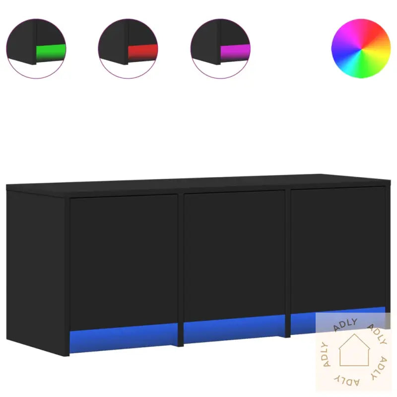 Tv-Benk Med Led Svart 97X34X40 Cm Konstruert Tre