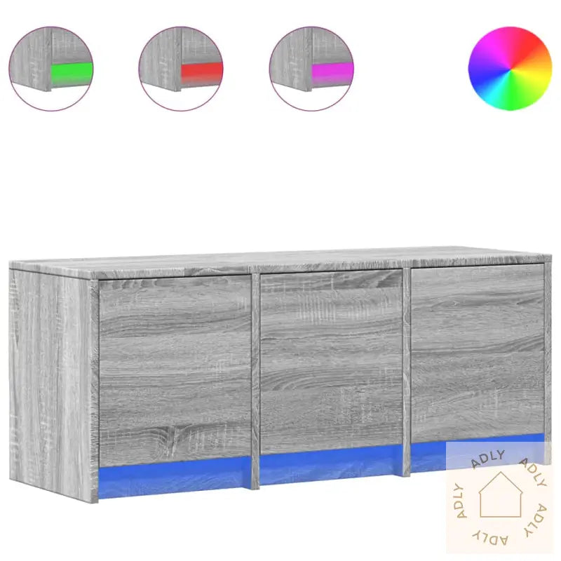 Tv-Benk Med Led Grå Sonoma 97X34X40 Cm Konstruert Tre