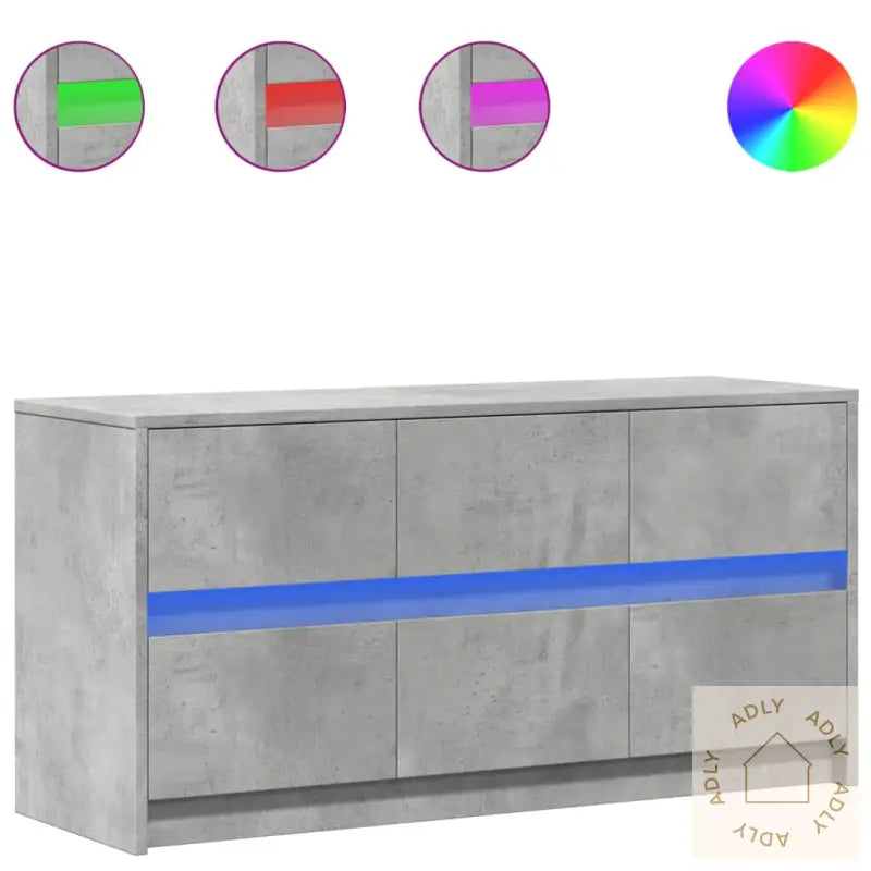 Tv-Benk Med Led Betonggrå 100X34X50 Cm Konstruert Tre