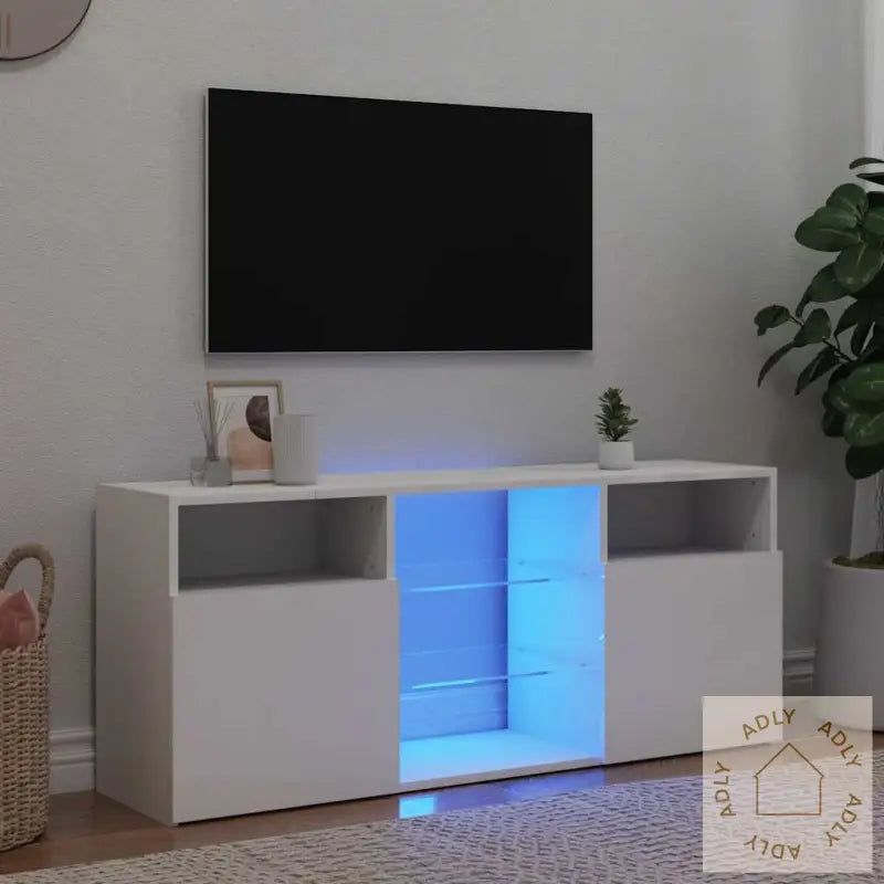 Tv-Benk Med Led-Lys Hvit 120X30X50 Cm