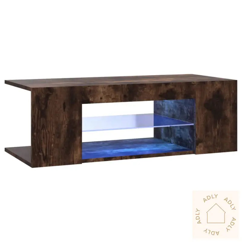 Tv-Benk Med Led-Lys Røkt Eik 90X39X30 Cm