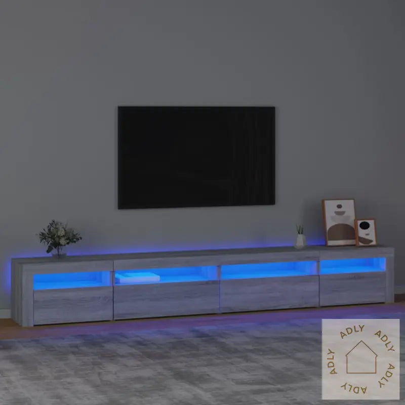 Tv-Benk Med Led-Lys Grå Sonoma 270X35X40 Cm