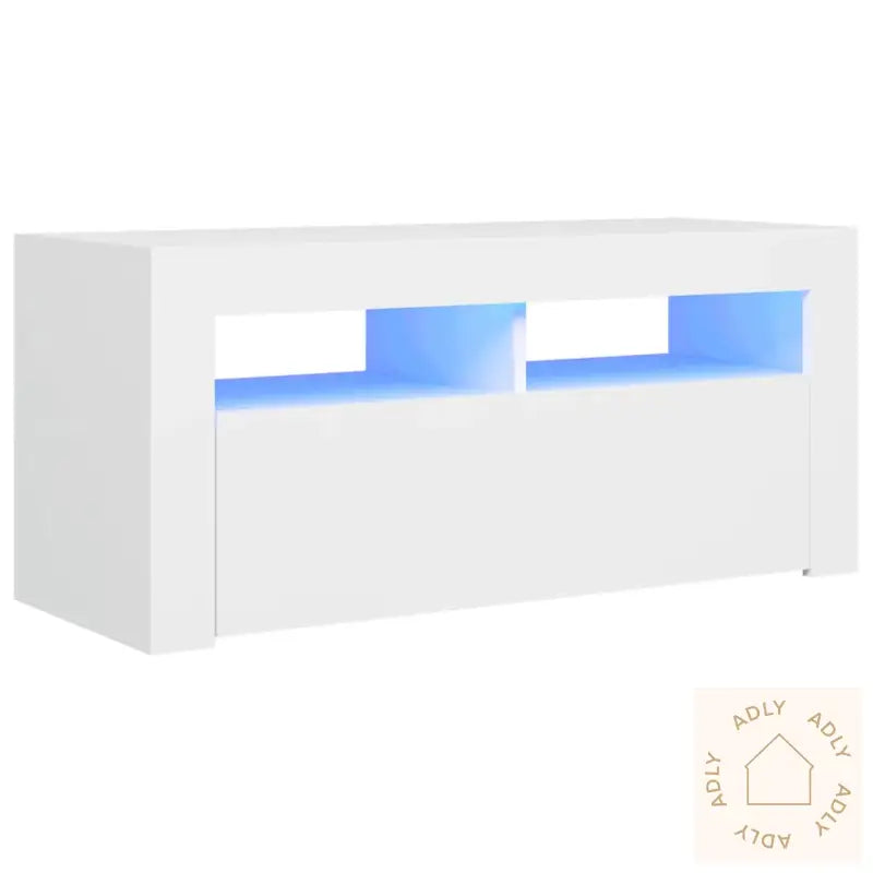 Tv-Benk Med Led-Lys Hvit 90X35X40 Cm