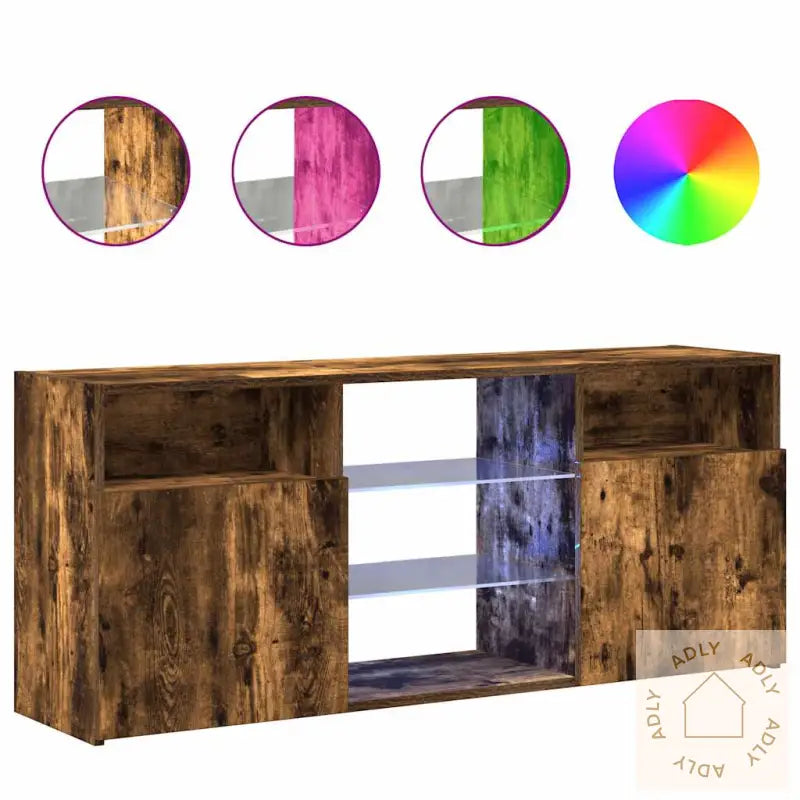 Tv-Benk Med Led-Lys Røkt Eik 120X30X50 Cm
