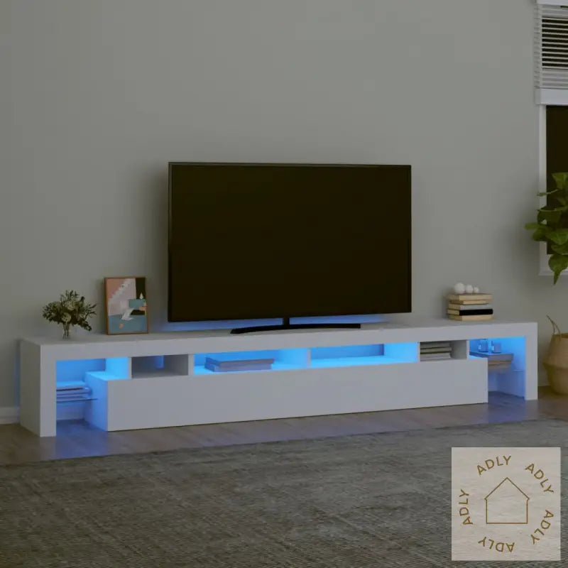 Tv-Benk Med Led-Lys Hvit 260X36,5X40 Cm