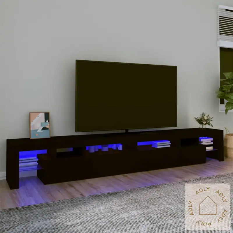 Tv-Benk Med Led-Lys Svart 260X36,5X40 Cm