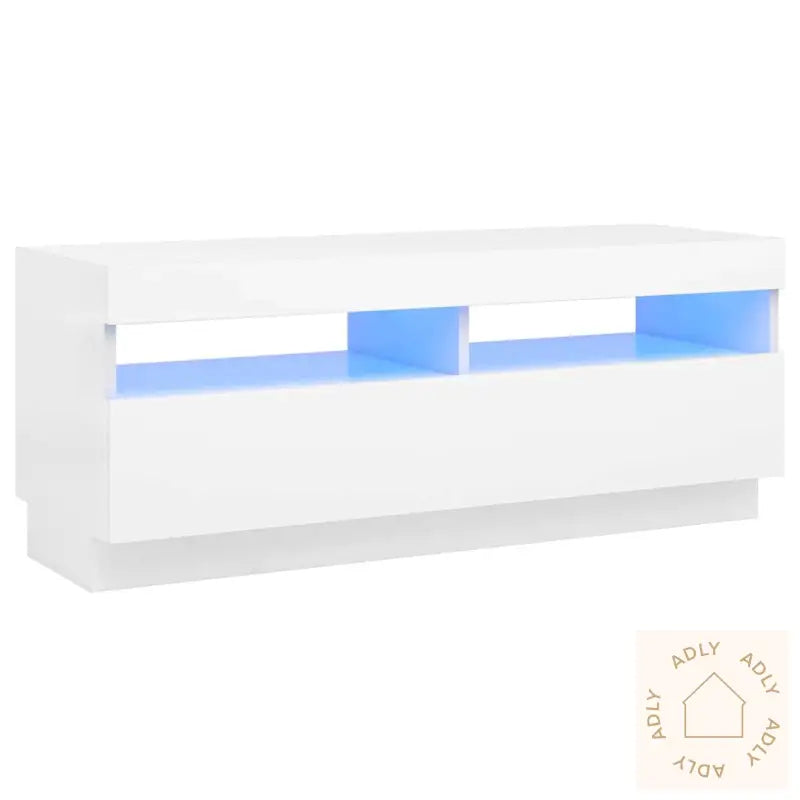 Tv-Benk Med Led-Lys Hvit 100X35X40 Cm