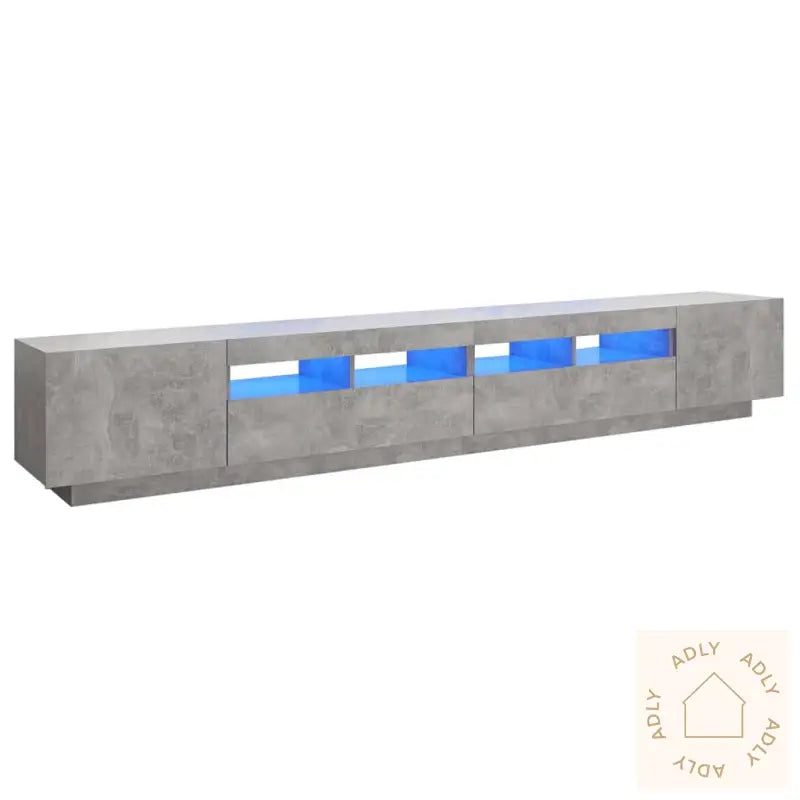 Tv-Benk Med Led-Lys Betonggrå 260X35X40 Cm