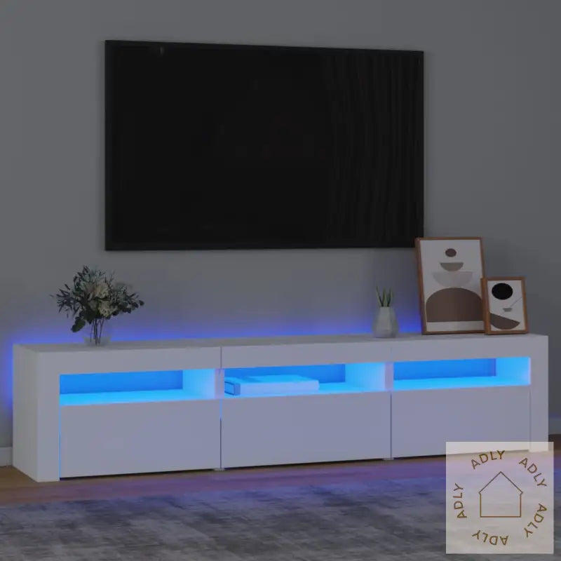 Tv-Benk Med Led-Lys Hvit 180X35X40 Cm