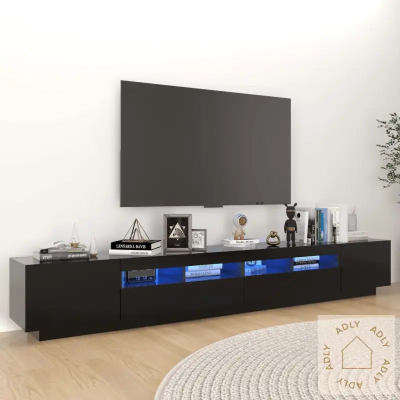 Tv-Benk Med Led-Lys Svart 260X35X40 Cm