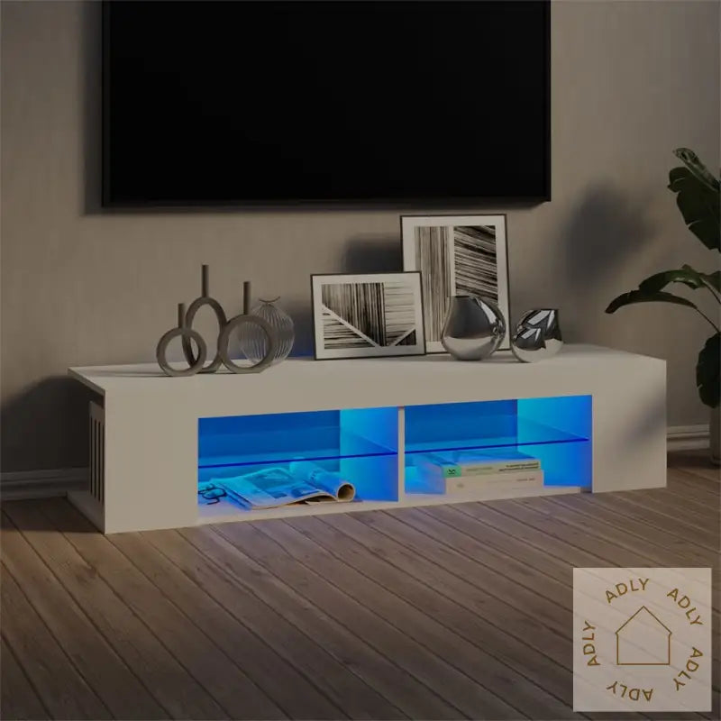 Tv-Benk Med Led-Lys Hvit 135X39X30 Cm