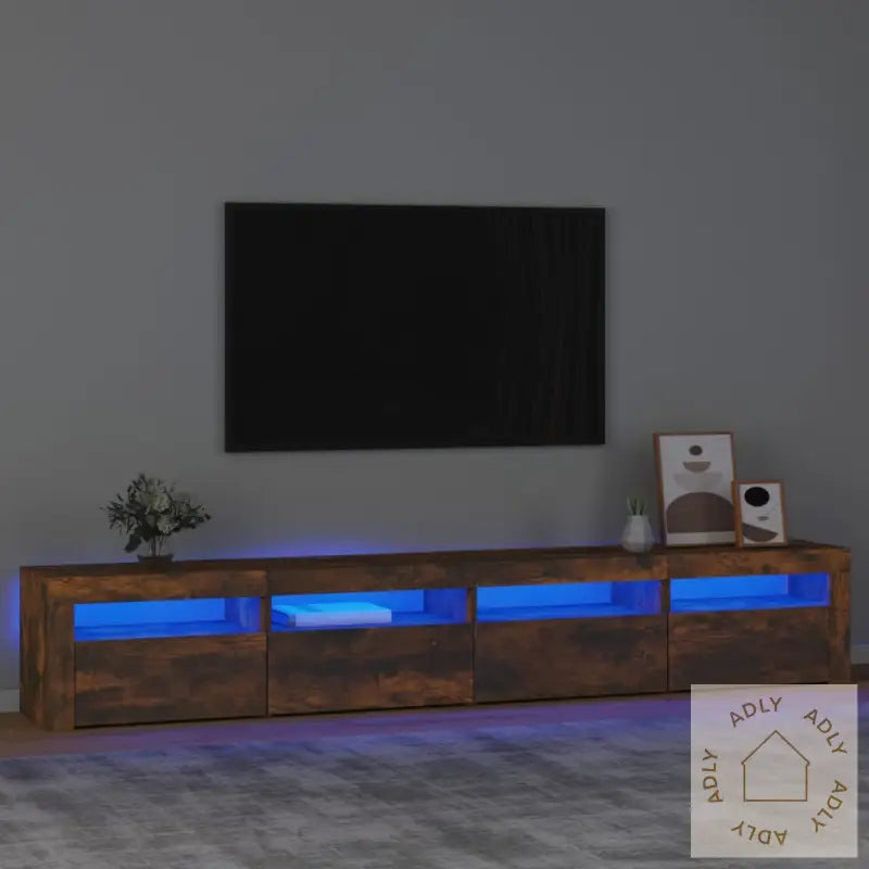 Tv-Benk Med Led-Lys Røkt Eik 240X35X40 Cm