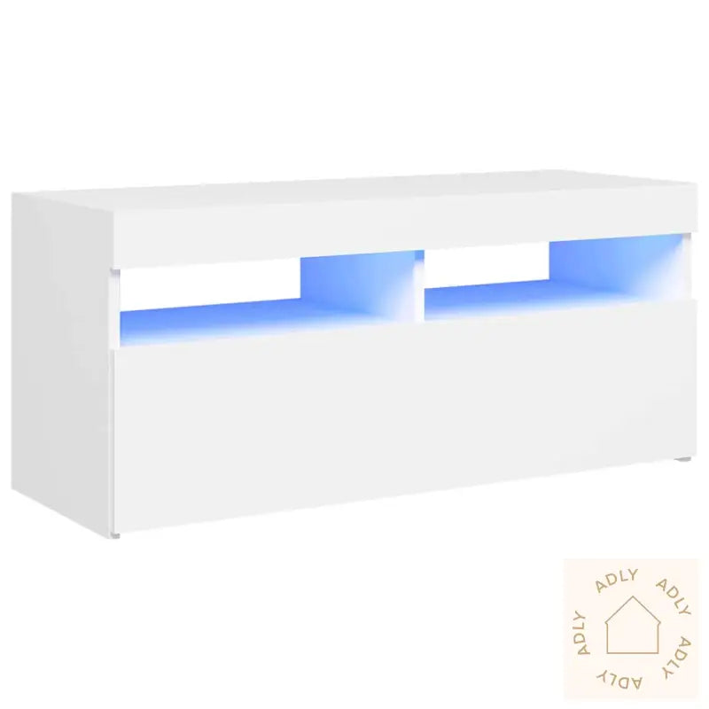 Tv-Benk Med Led-Lys Hvit 90X35X40 Cm