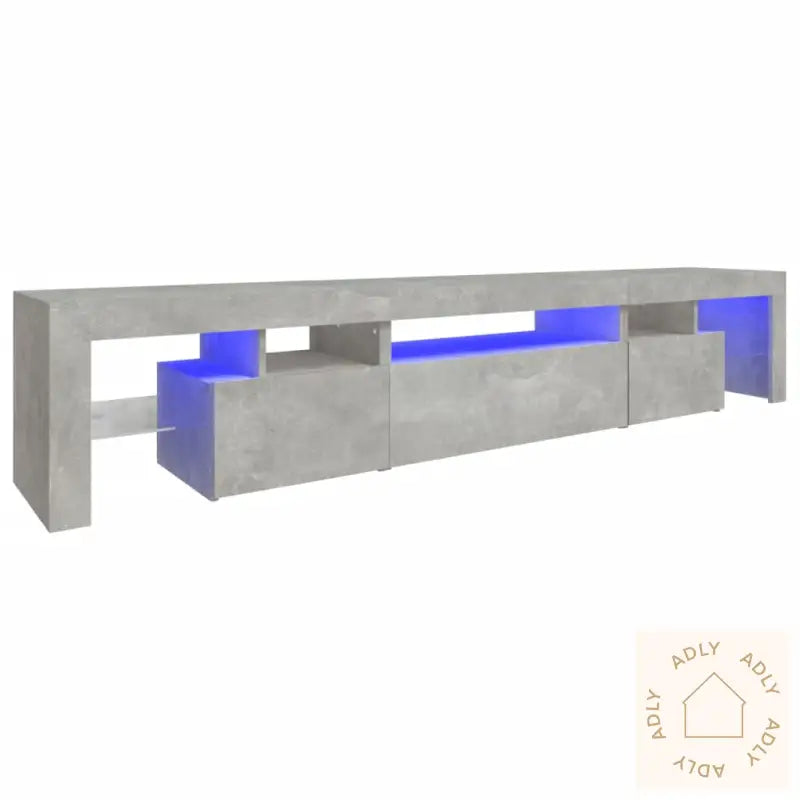 Tv-Benk Med Led-Lys Betonggrå 215X36,5X40 Cm