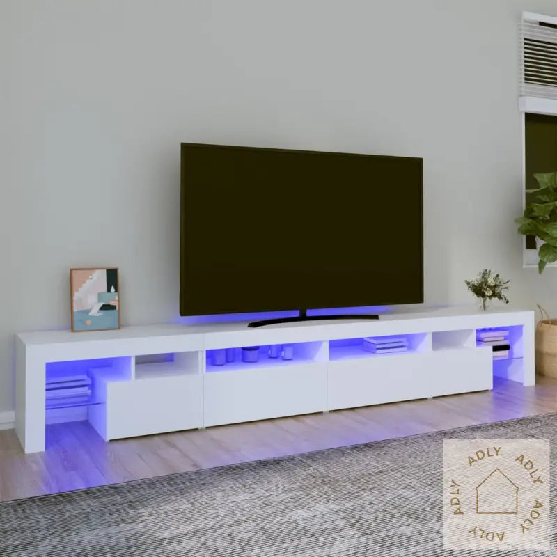 Tv-Benk Med Led-Lys Hvit 260X36,5X40 Cm