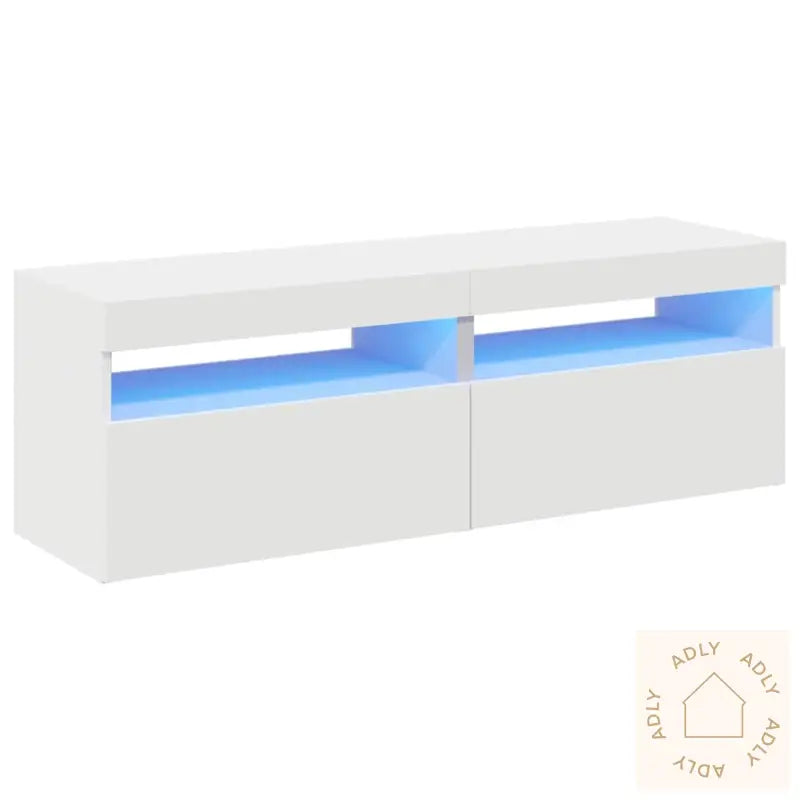 Tv-Benker Med Led-Lys 2 Stk Hvit 60X35X40 Cm