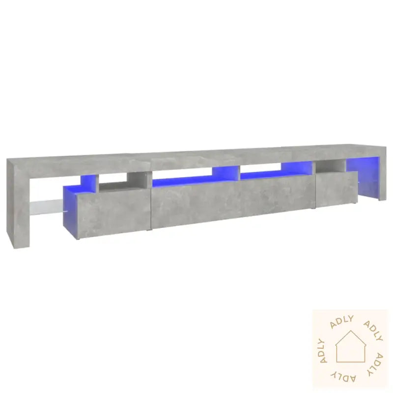 Tv-Benk Med Led-Lys Betonggrå 260X36,5X40 Cm