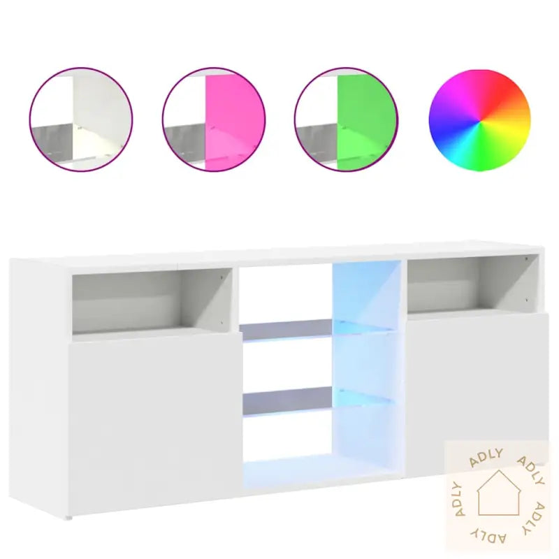 Tv-Benk Med Led-Lys Hvit 120X30X50 Cm