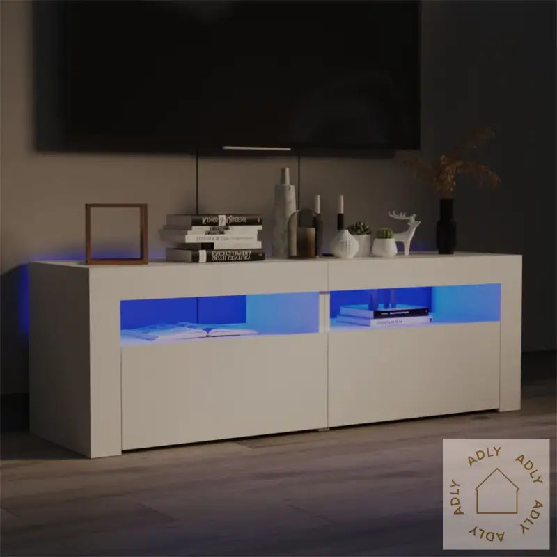 Tv-Benk Med Led-Lys Hvit 120X35X40 Cm