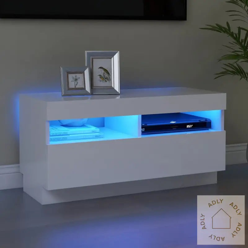 Tv-Benk Med Led-Lys Hvit 80X35X40 Cm