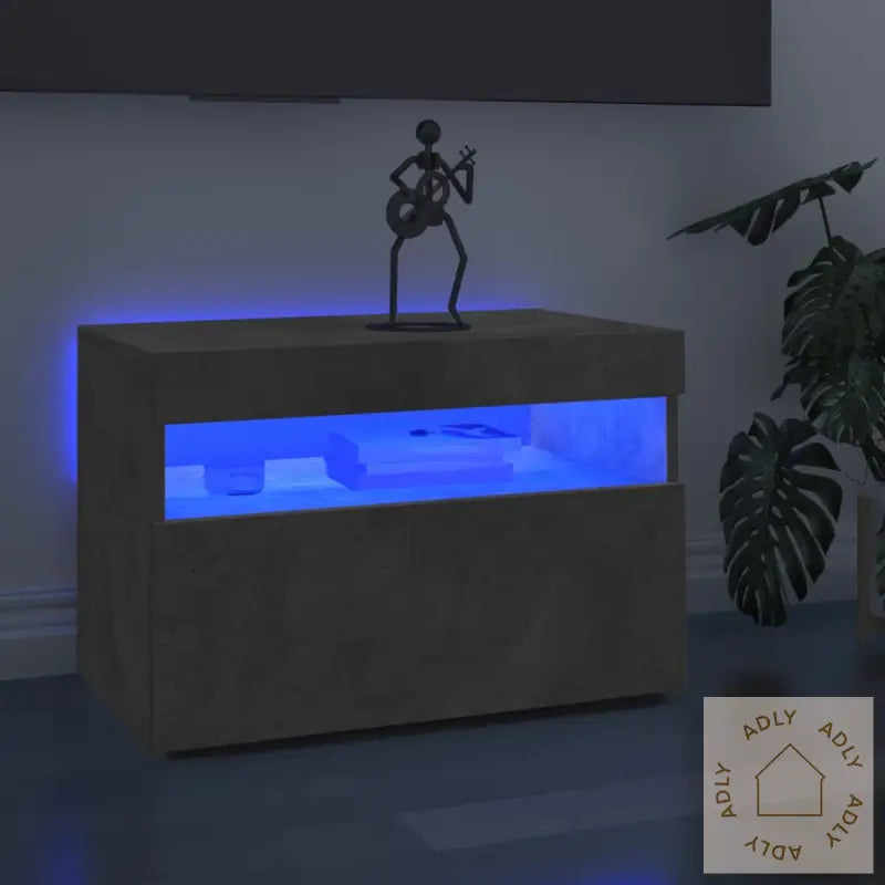 Tv-Benk Med Led-Lys Betonggrå 60X35X40 Cm
