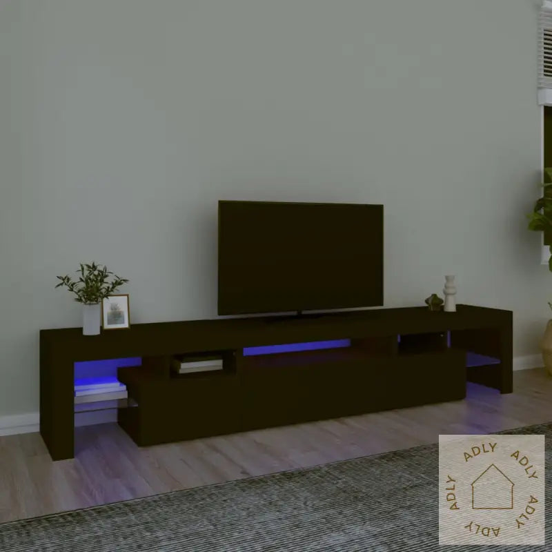 Tv-Benk Med Led-Lys Svart 215X36,5X40 Cm