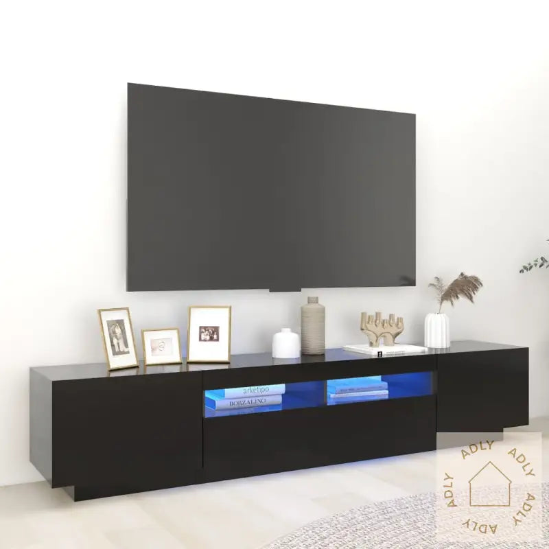 Tv-Benk Med Led-Lys Svart 200X35X40 Cm