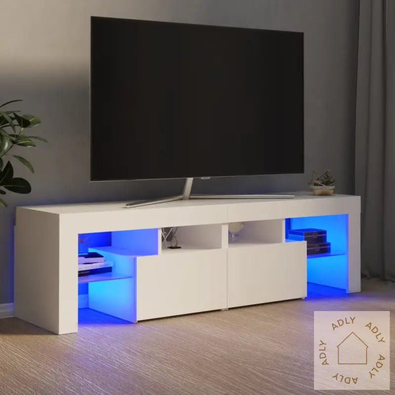 Tv-Benk Med Led-Lys Hvit 140X36,5X40 Cm