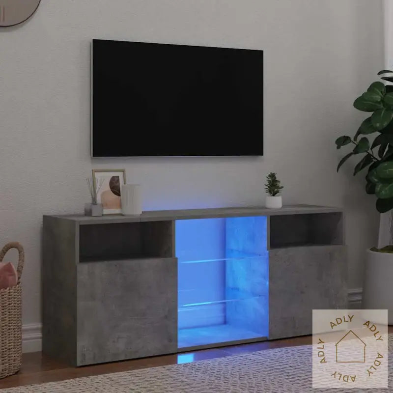 Tv-Benk Med Led-Lys Betonggrå 120X30X50 Cm