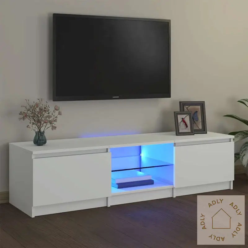 Tv-Benk Med Led-Lys Hvit 140X40X36 Cm