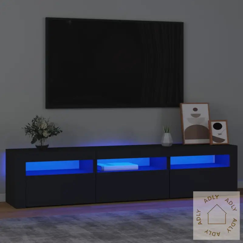 Tv-Benk Med Led-Lys Svart 180X35X40 Cm