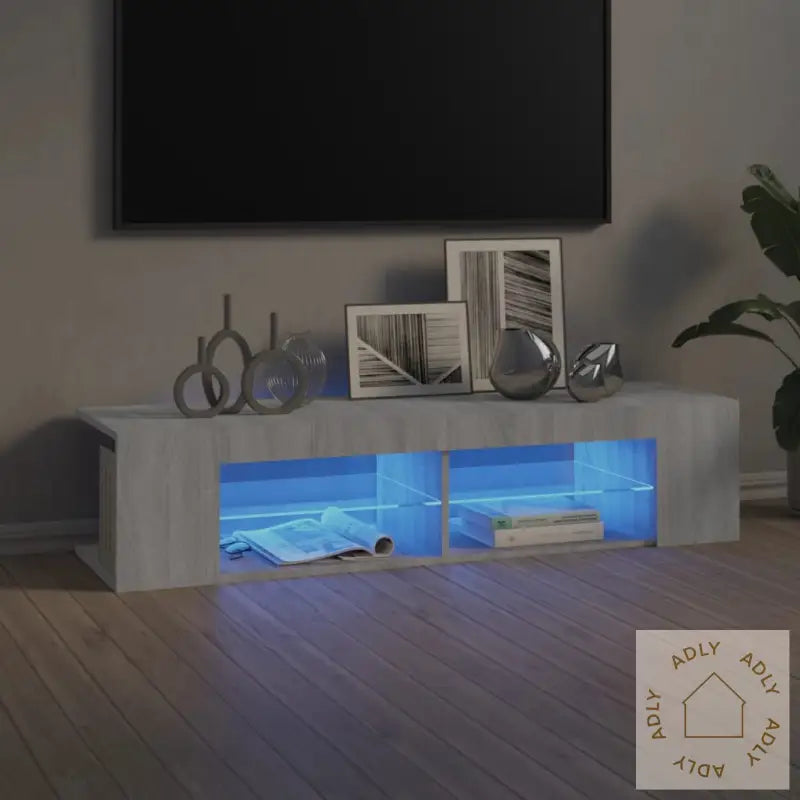 Tv-Benk Med Led-Lys Grå Sonoma 135X39X30 Cm