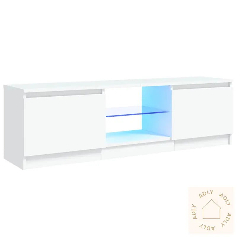 Tv-Benk Med Led-Lys Hvit 120X30X36 Cm