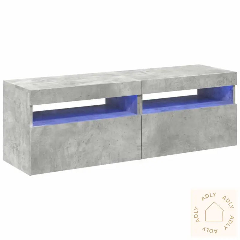 Tv-Benker Med Led-Lys 2 Stk Betonggrå 60X35X40 Cm