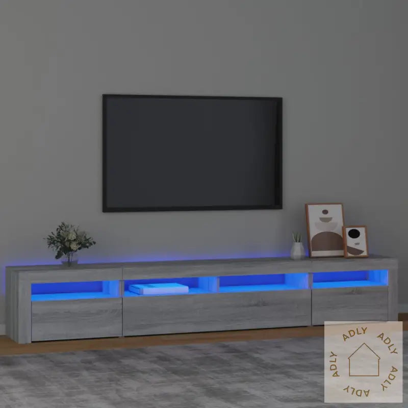 Tv-Benk Med Led-Lys Grå Sonoma 240X35X40 Cm